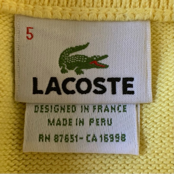 Lacoste Men’s Yellow Half Zipper Sweater Medium - Picture 8 of 8